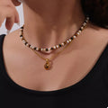 2 Piece Natural Stone and Gold Chain Necklace with Pendant