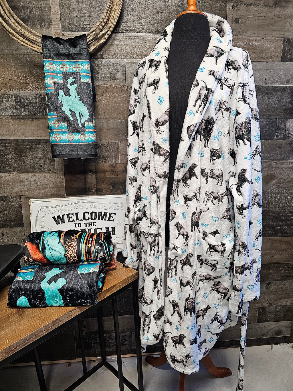 Baha Ranch Cattle and Brands Women's Western Bath Robe