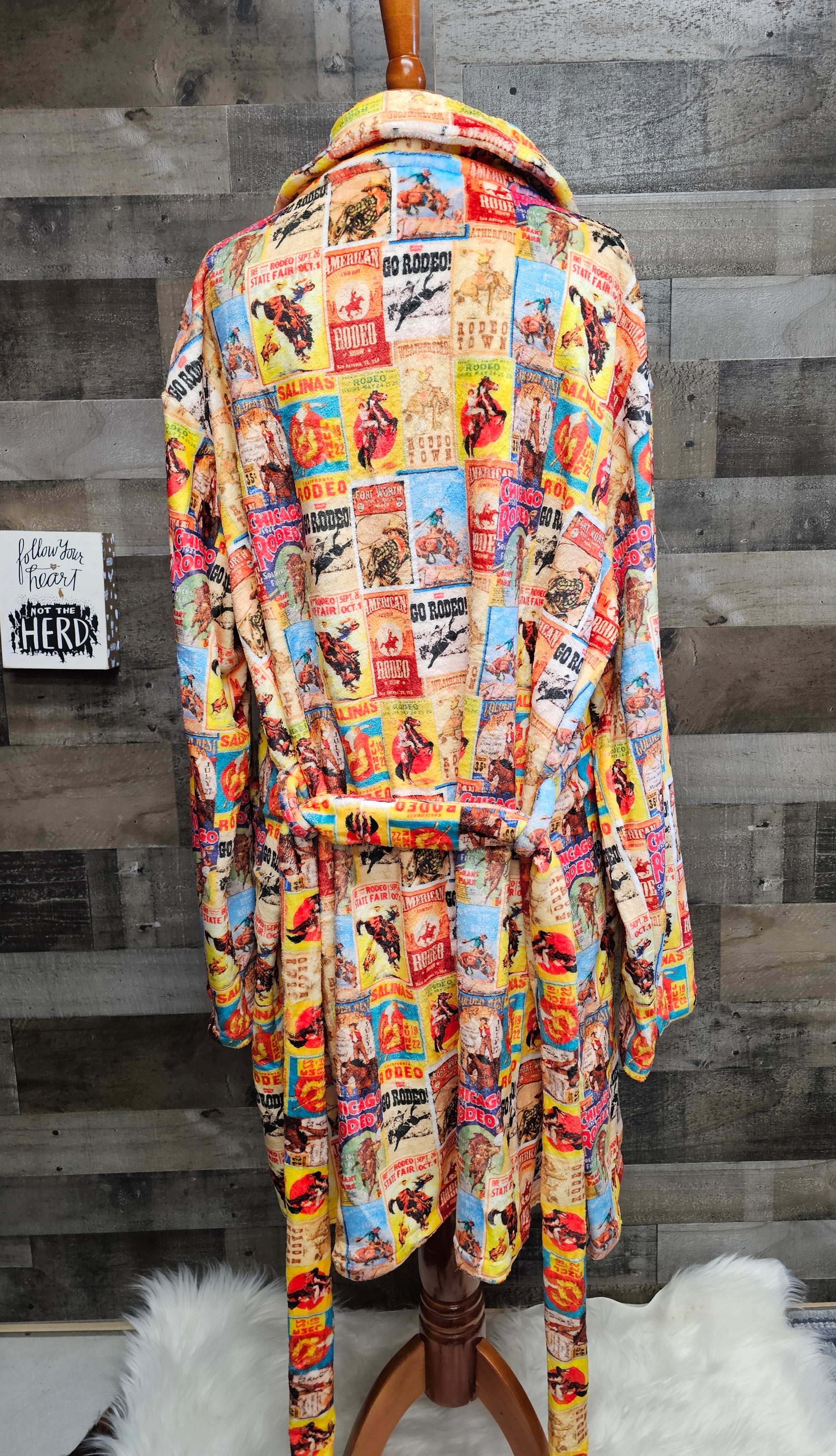 Baha Ranch Vintage Rodeo Poster Women's Western Bath Robe