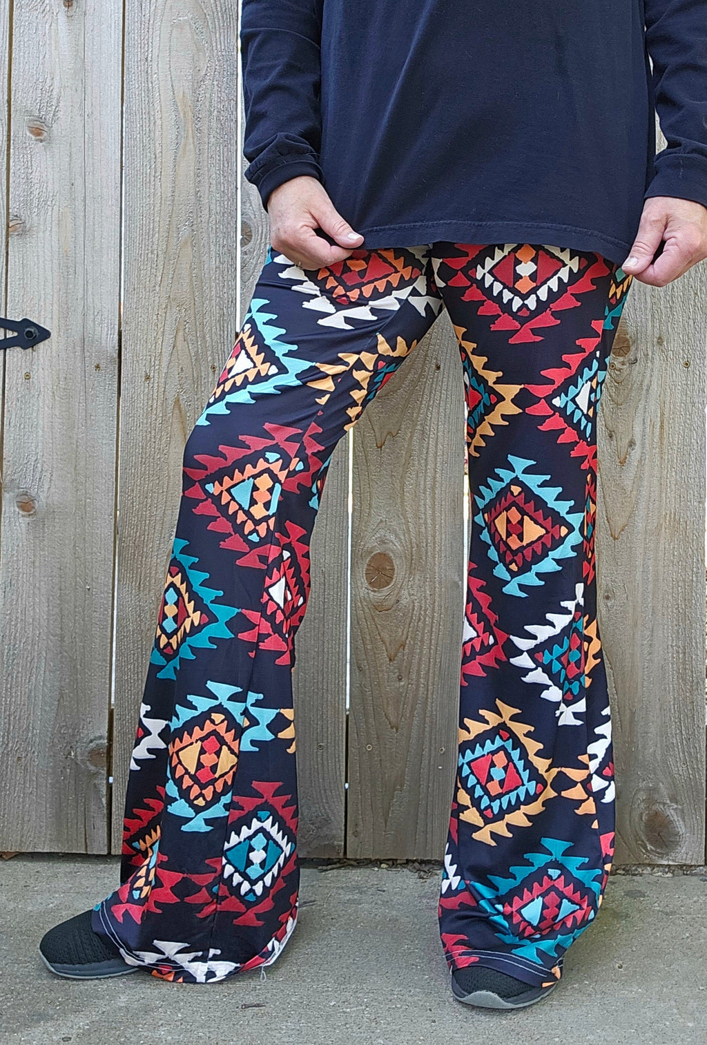 Baha Ranch Colorful Aztec Flare Pants