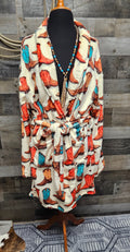 Baha Ranch Got My Boots Western Bath Robe