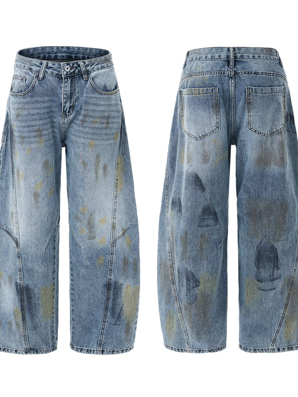 Men's Wide Leg Paint Splatter Jeans