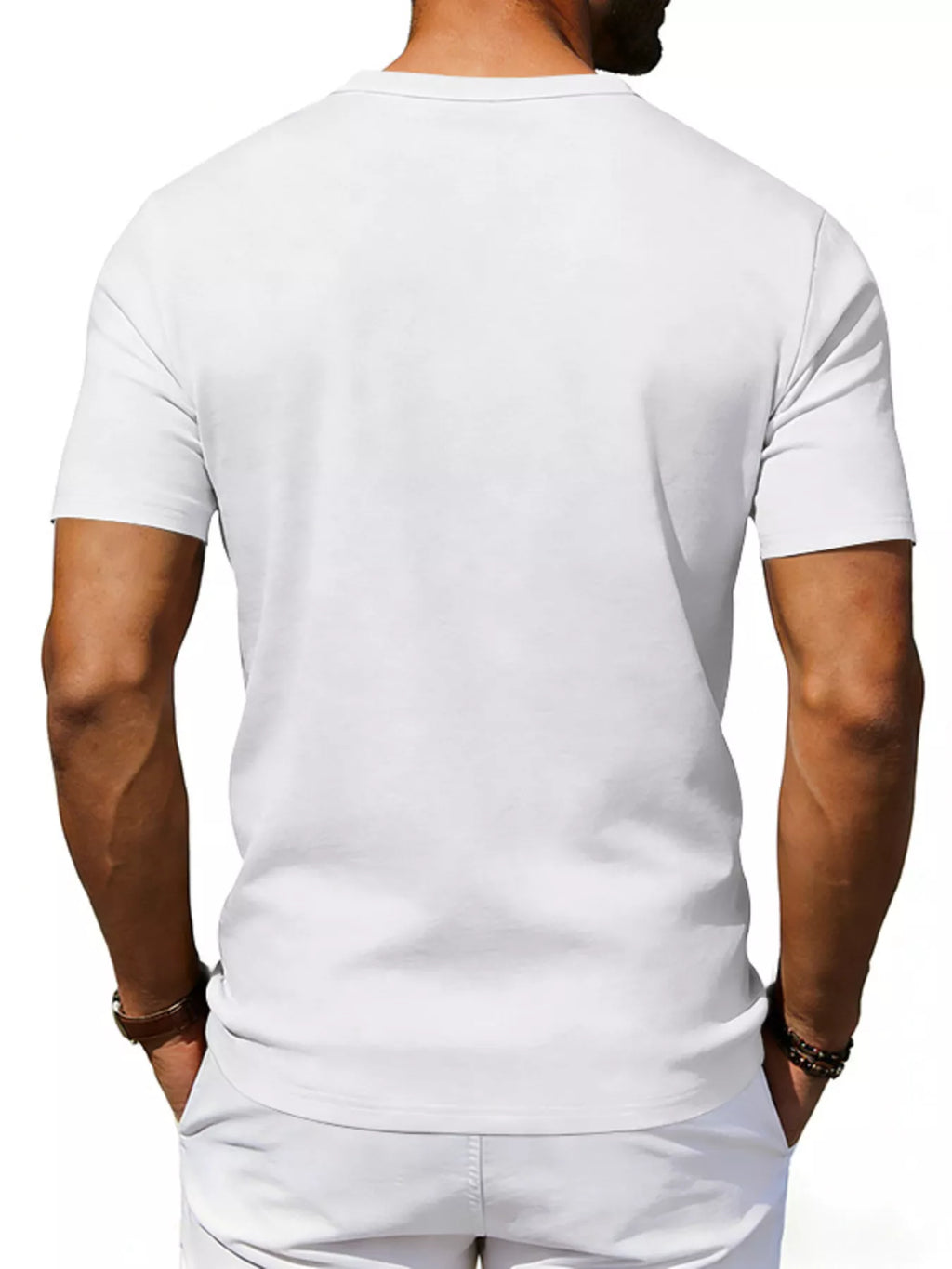 Men's Full Size Casual Henley T-Shirt with Pocket Plus Size