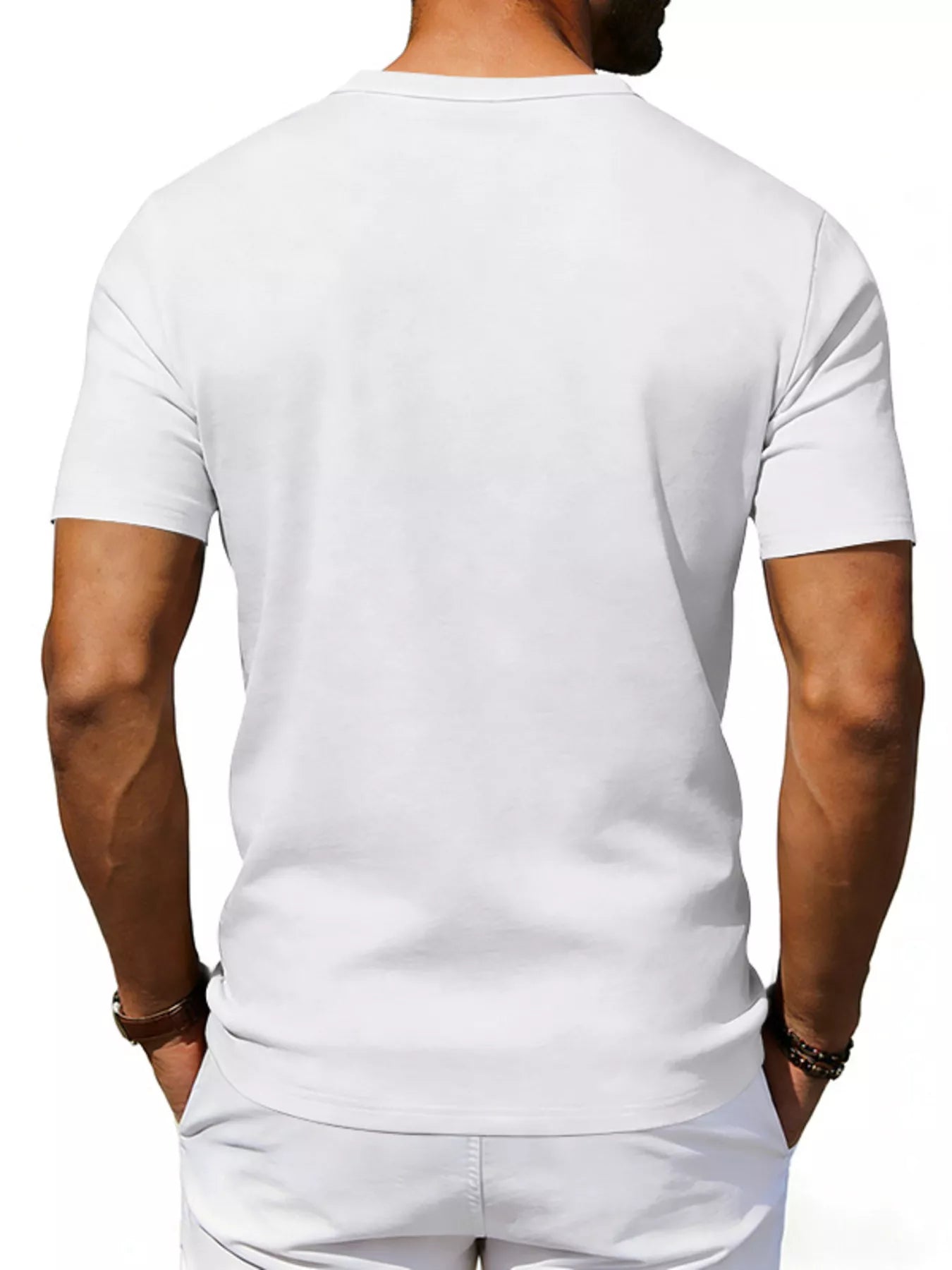 Men's Full Size Casual Henley T-Shirt with Pocket Plus Size