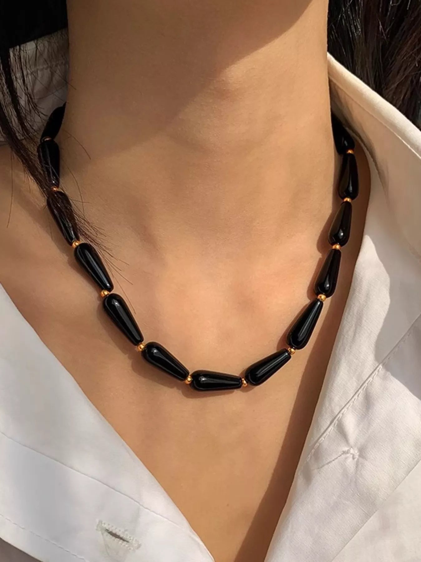 Alloy Teardrop Adjustable Necklace