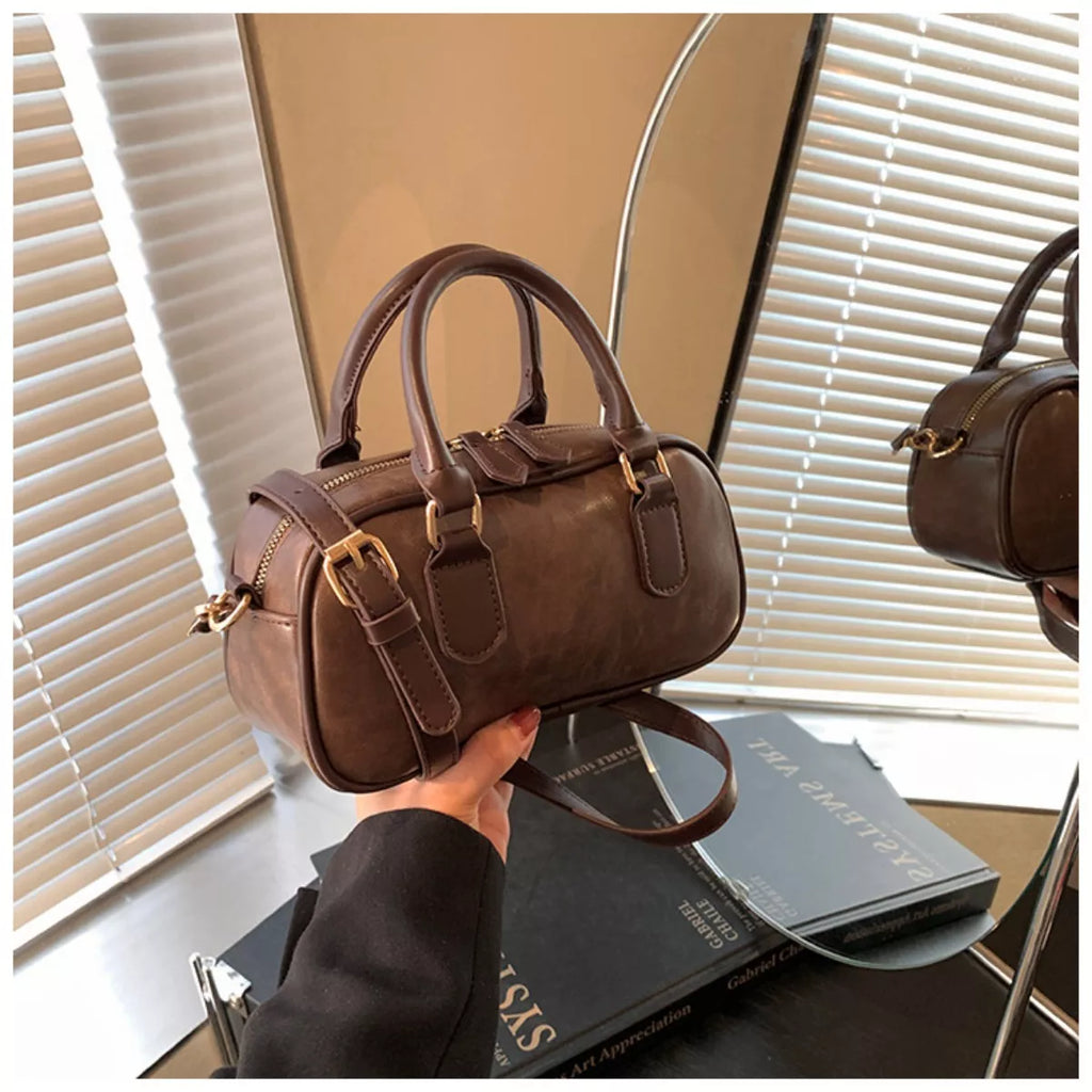 Vintage Style Barrel Crossbody Bag