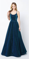 Juliet 204 Criss Cross Back Ball Gown Style Glitter Dress