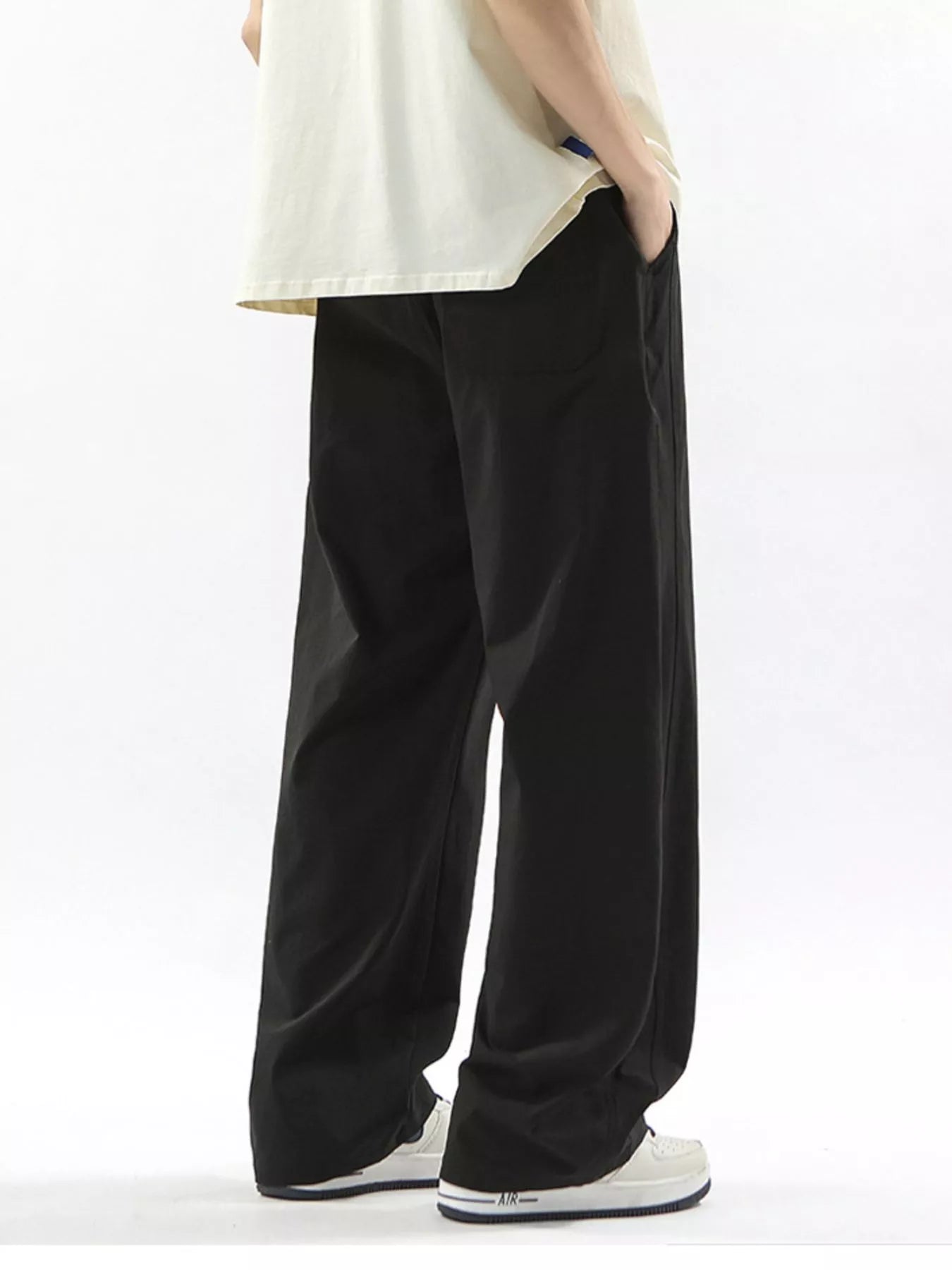 Men's Full Size Loose Fit Drawstring Wide Leg Pants Plus Size