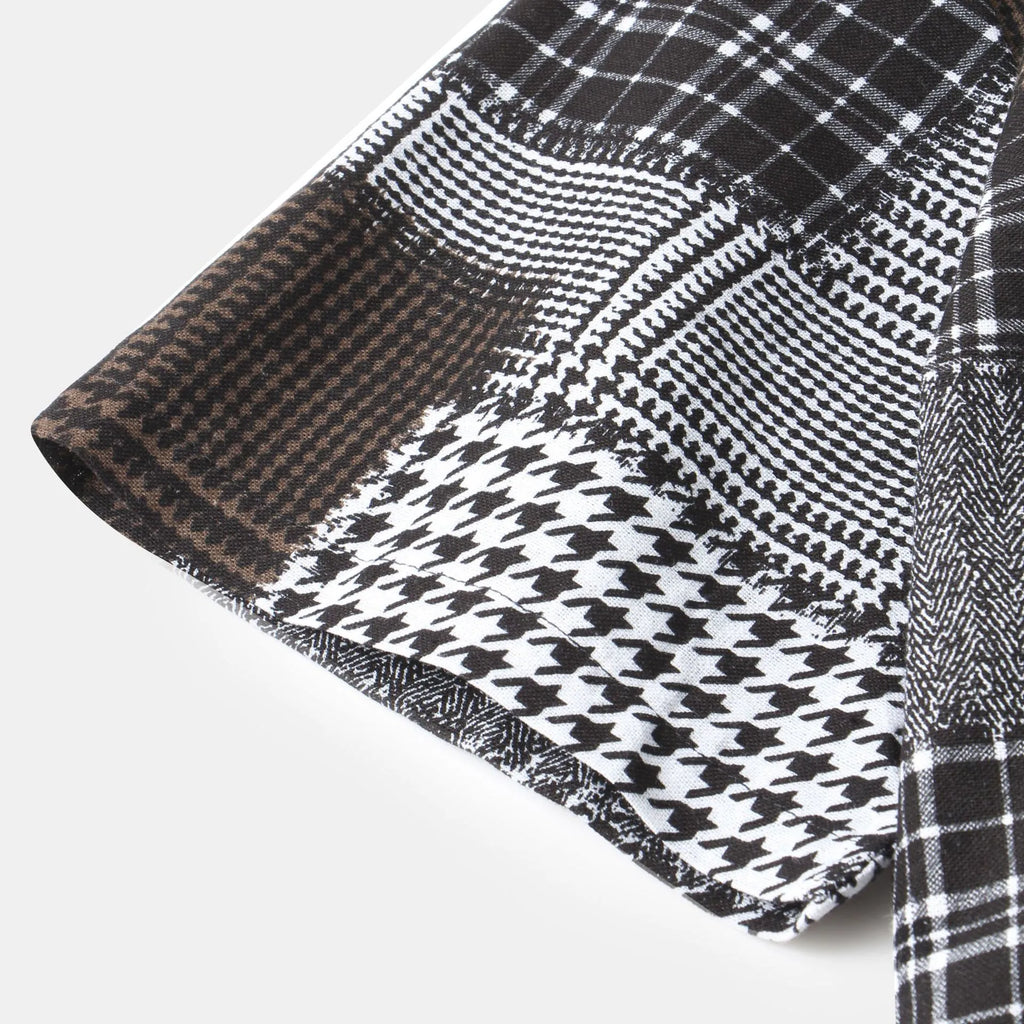 Men's Plus Size Plaid Short Sleeve Button-Up Shirt
