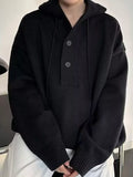 Men's Plus Size Hooded Button Detail Knit Sweater