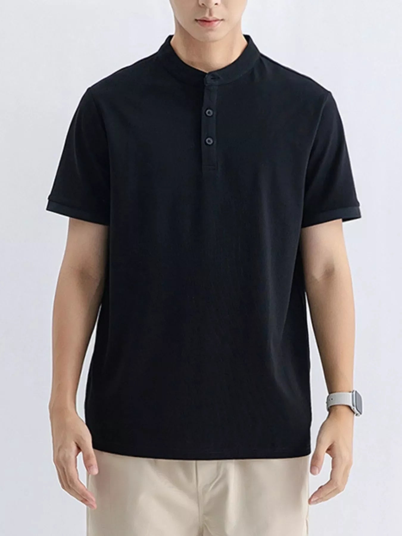 Men's Plus Size Button Detail Short Sleeve T-Shirt