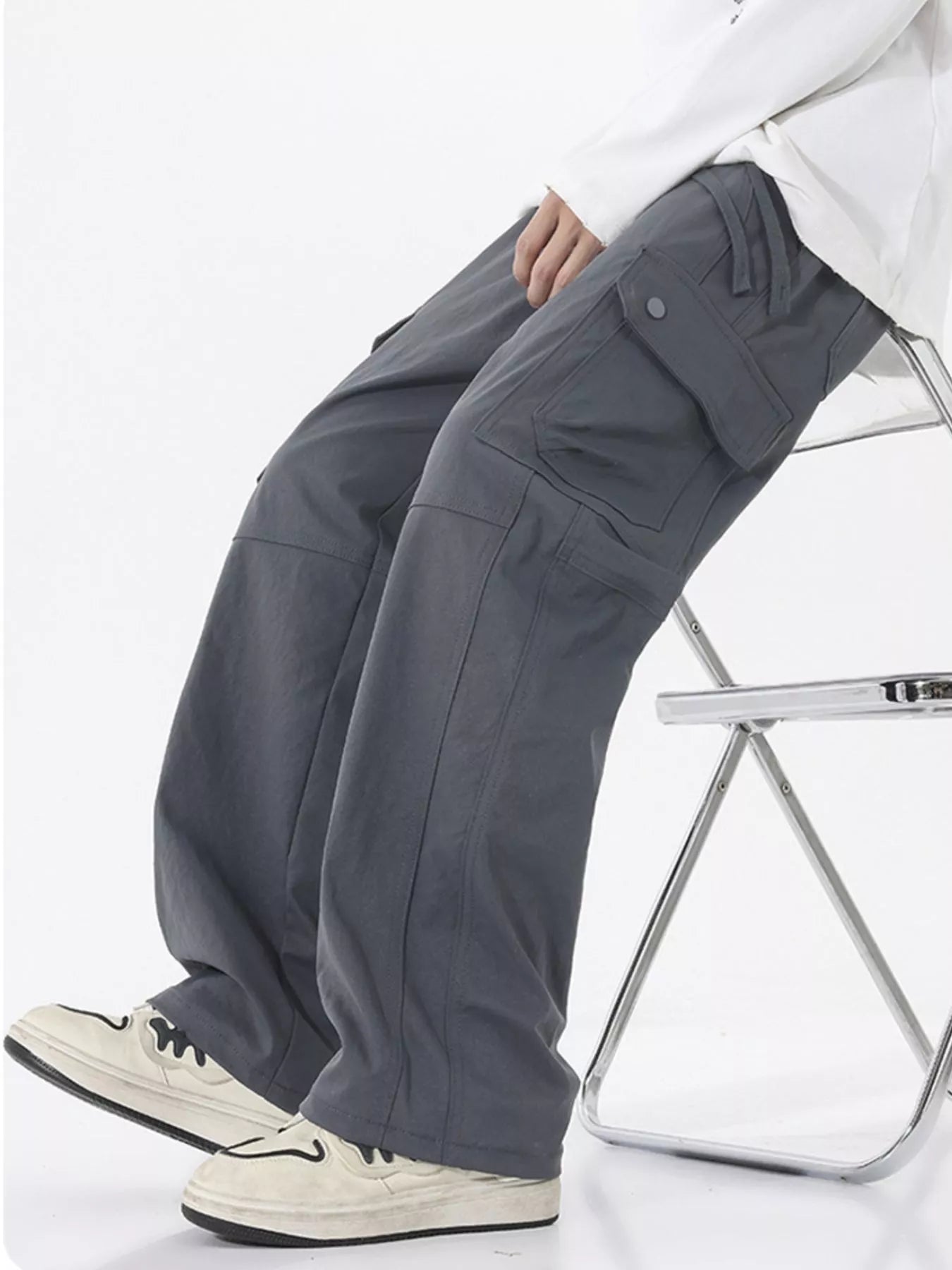 Men's Full Size Drawstring Cargo Wide Leg Pants Plus Size