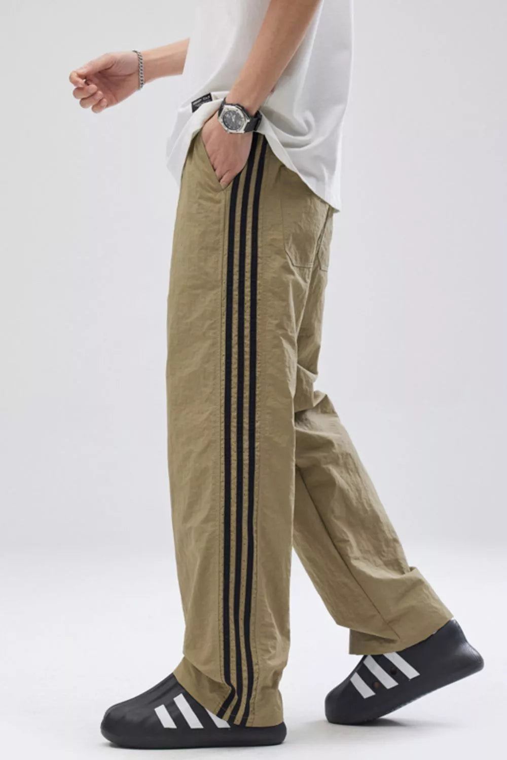 Men's Full Size Side Stripes Wide Leg Pants Plus Size