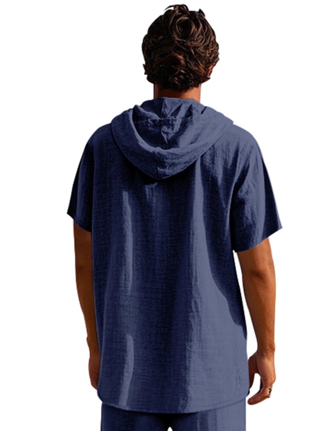 Men's Full Size Casual Short Sleeve Hooded Shirt Plus Size