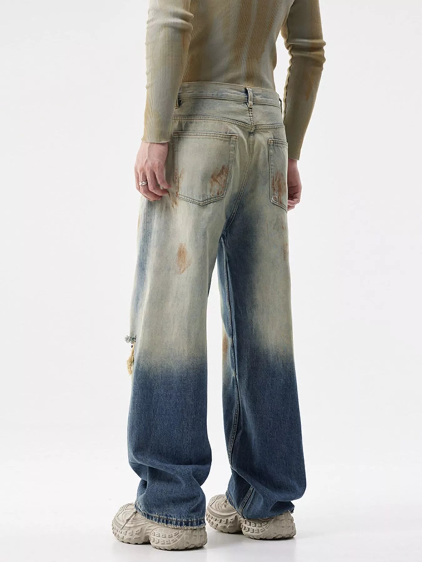 Men's Distressed Wide-Leg Jeans