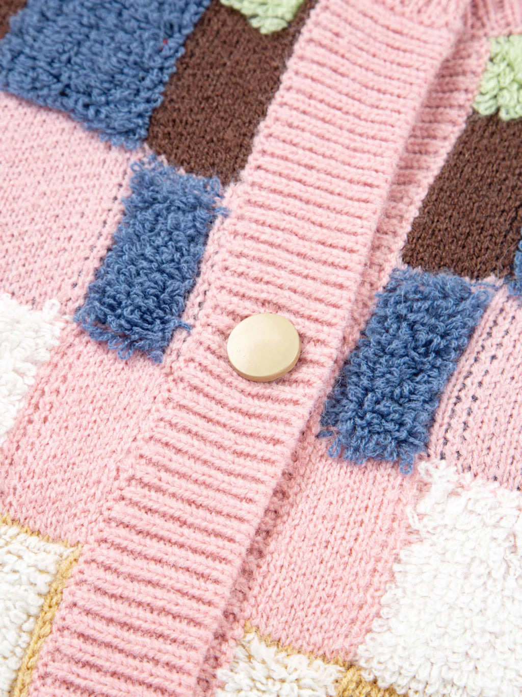 Checkered Pattern Button Front Cardigan