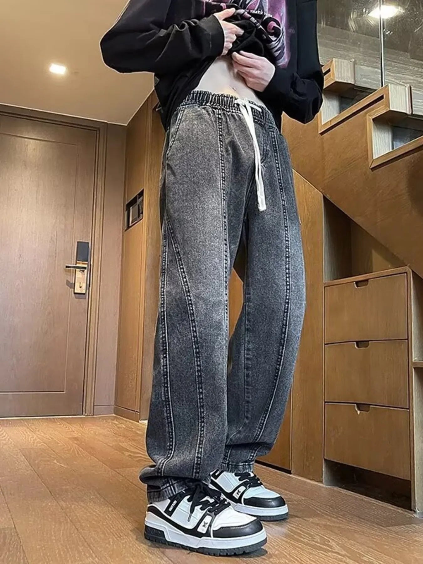 Men's Plus Size Vintage Wash Straight-Leg Jeans