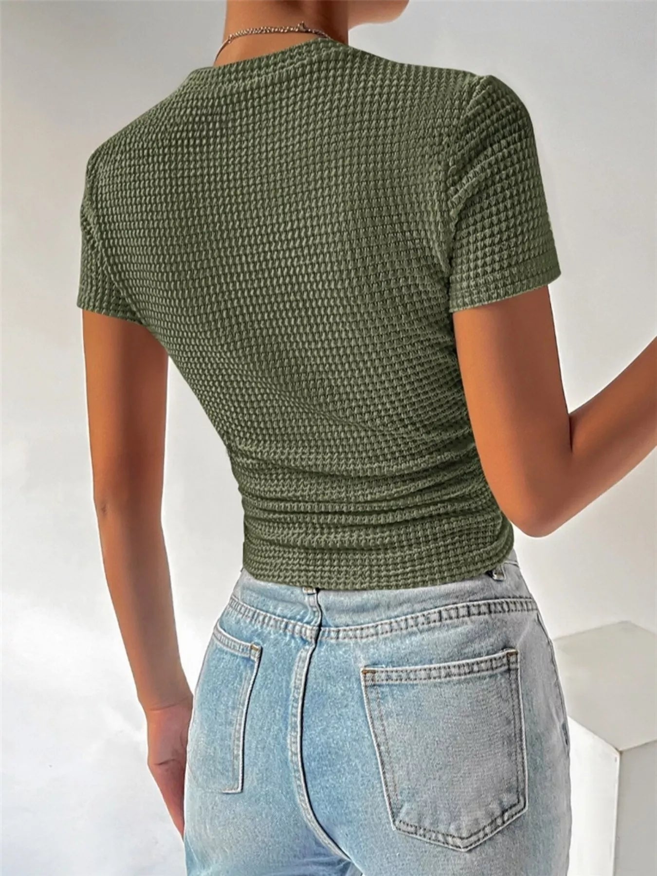 Textured Waffle Knit Slim Fit T-Shirt