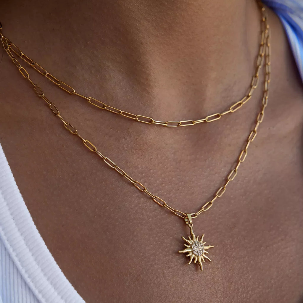 18K Gold-Plated Double Layered Pendant Necklace