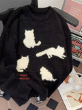 Men's Plus Size Cute Cat Pattern Knitted Pullover