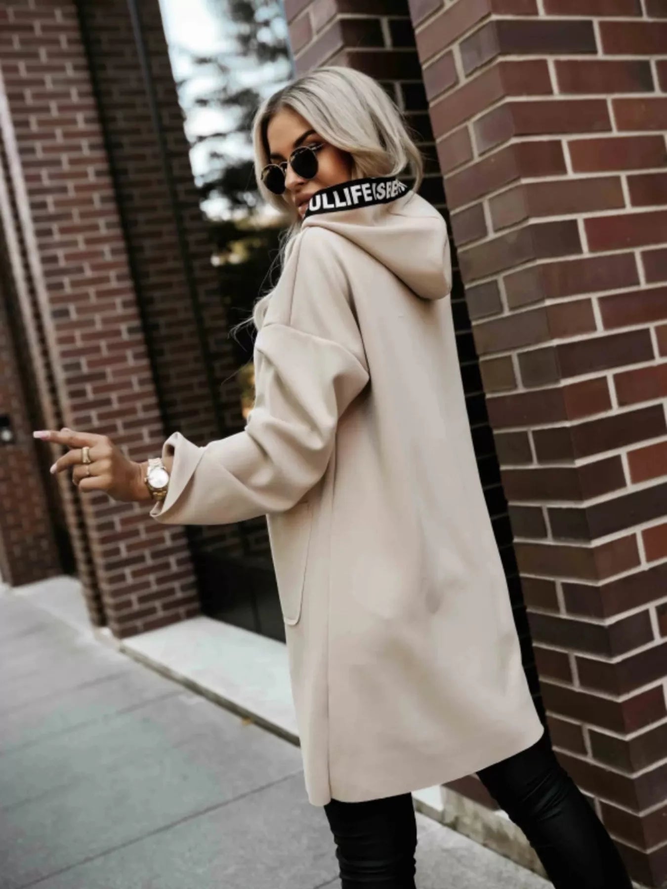 Full Size Casual Hooded Zip-Up Longline Outerwear Plus Size