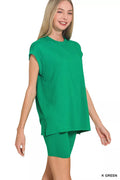 Zenana Brushed Dty Microfiber Top & Biker Shorts