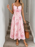 Floral Print Frill Trim Cami Dress