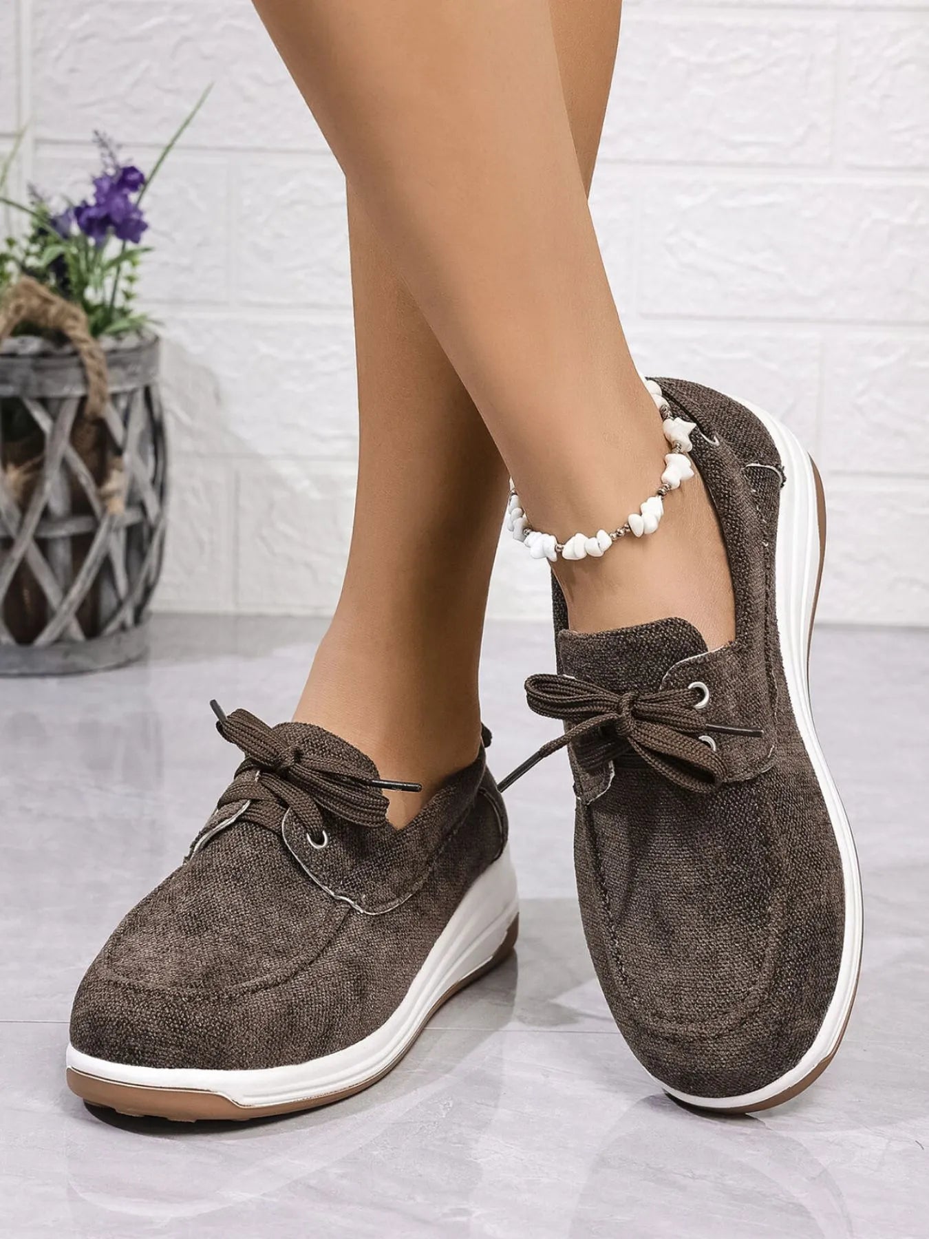 Lace Up Wedge Sneakers