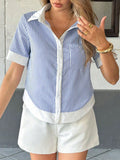 Striped Button-Down Short Sleeve Shirt