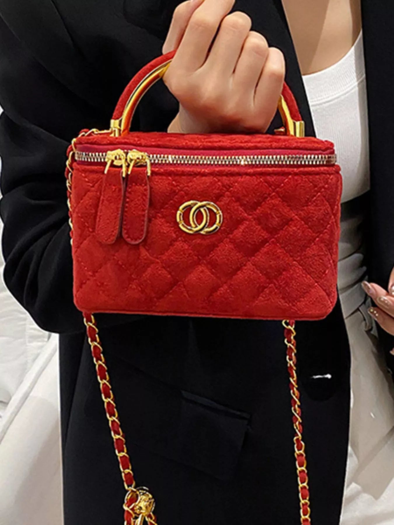 Quilted Top Handle Crossbody Bag