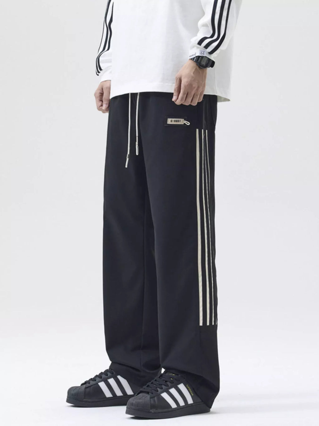 Men's Full Size Side Striped Wide Leg Casual Pants Plus Size