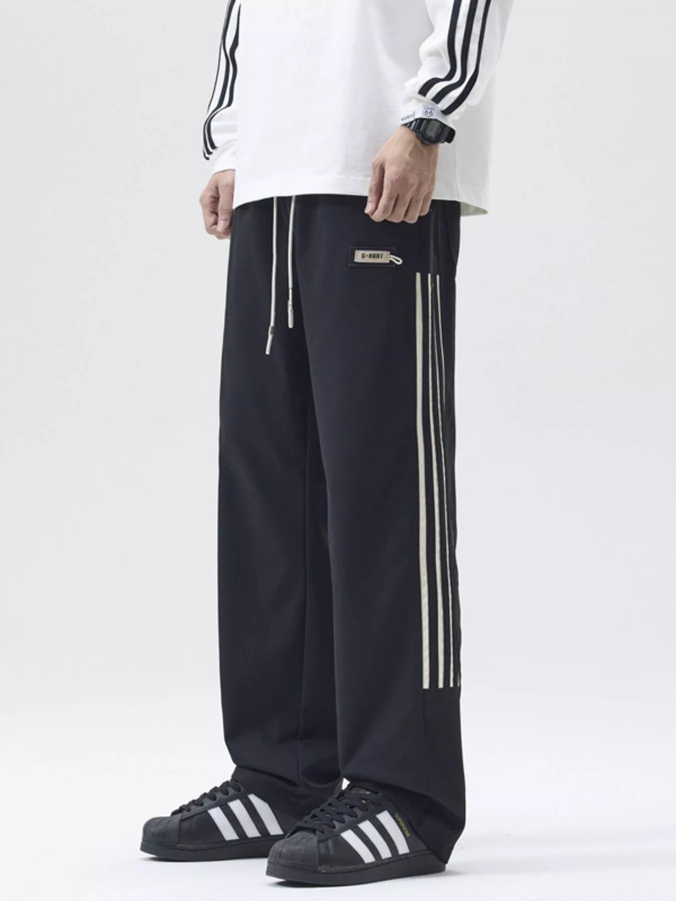 Men's Full Size Side Striped Wide Leg Casual Pants Plus Size