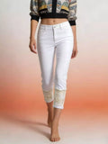Full Size Lace Trimmed Capri Jeans Plus Size