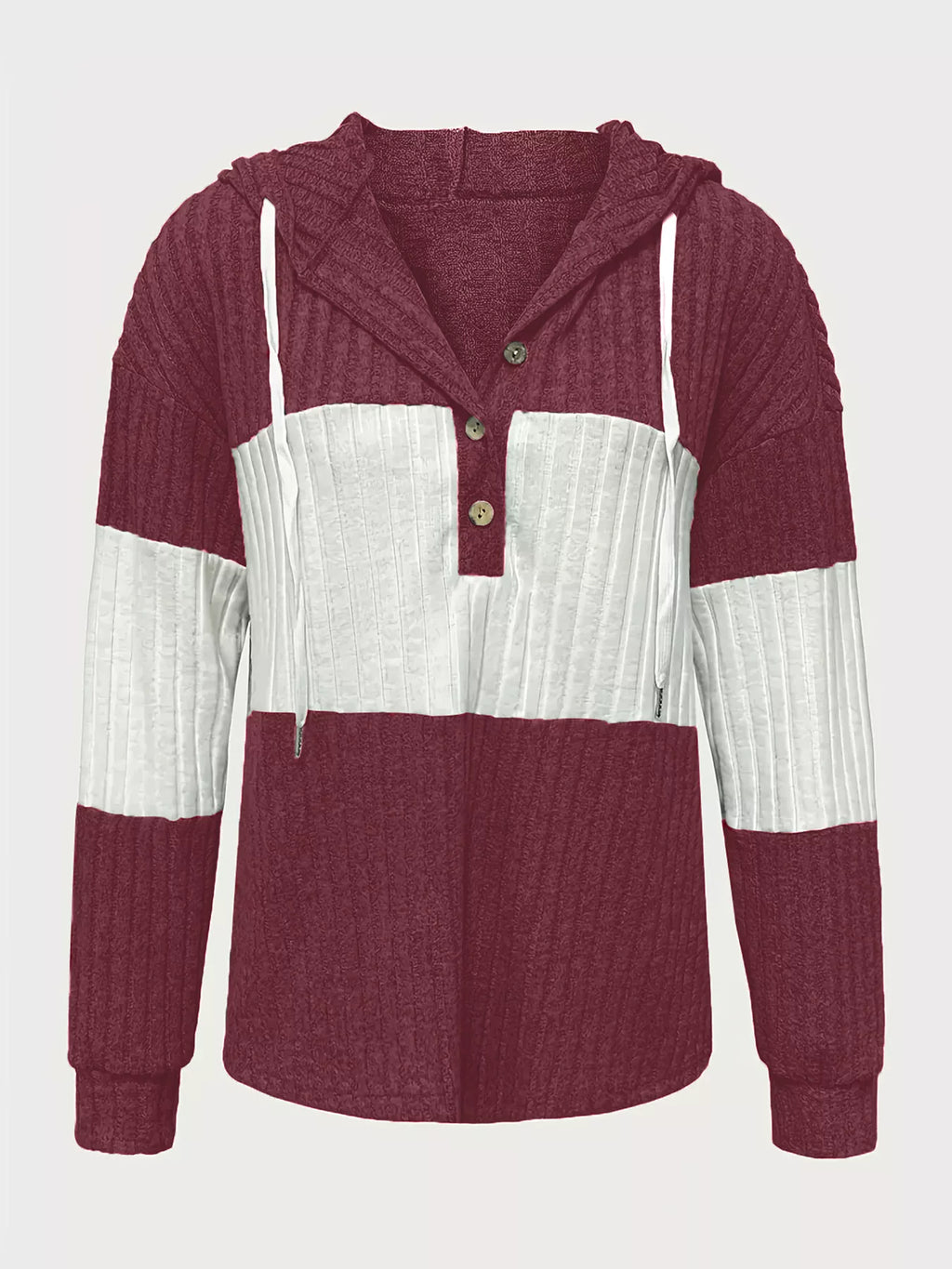 Color Block Drawstring Long Sleeve Hoodie