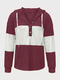 Color Block Drawstring Long Sleeve Hoodie
