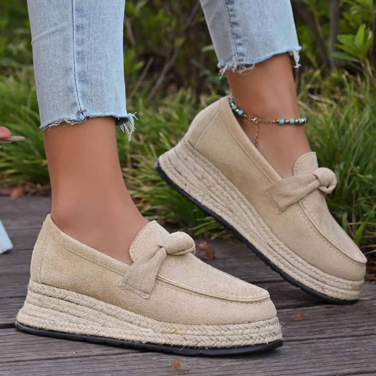 Round Toe Platform Slip-Ons