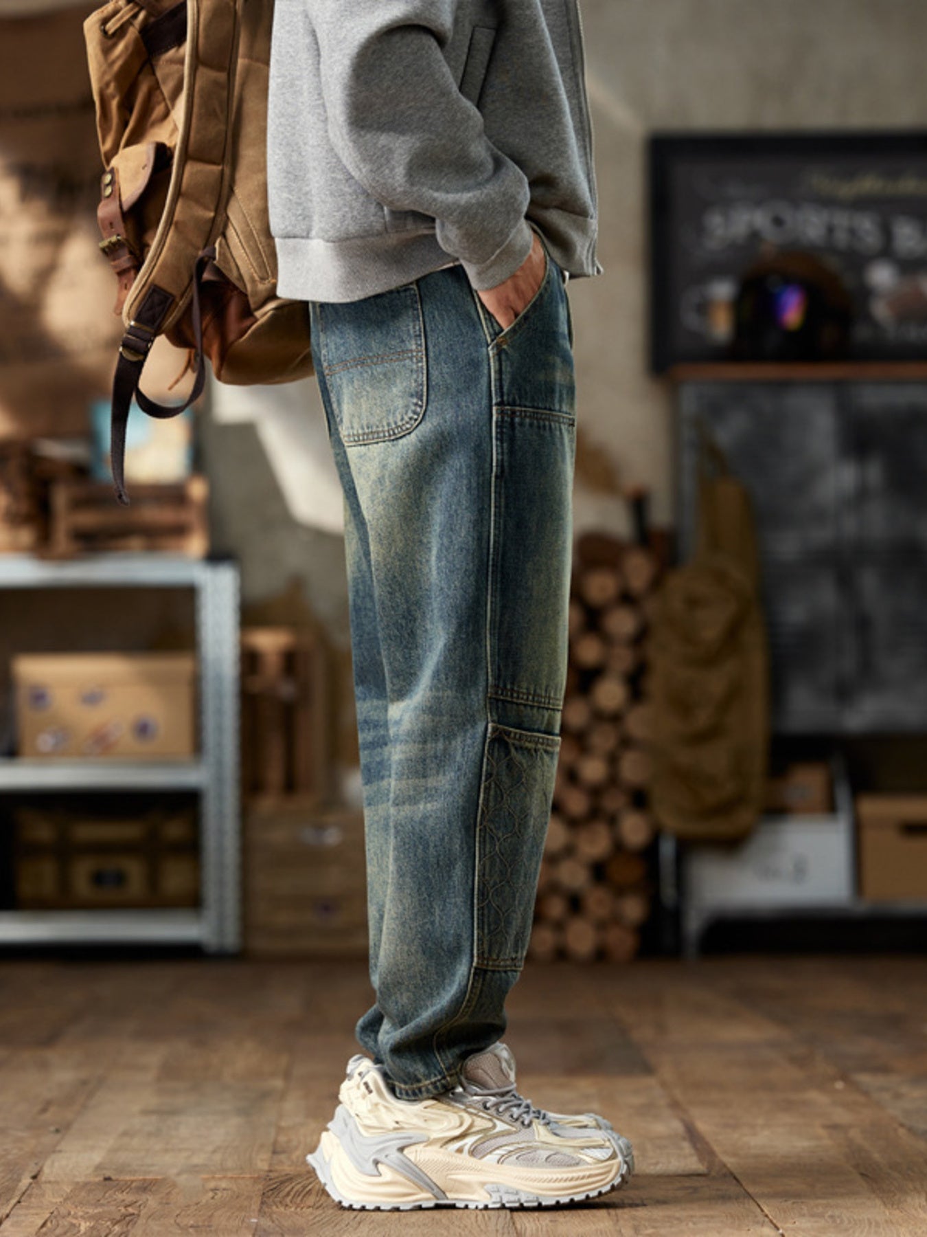 Men's Vintage Wash Straight Leg Jeans