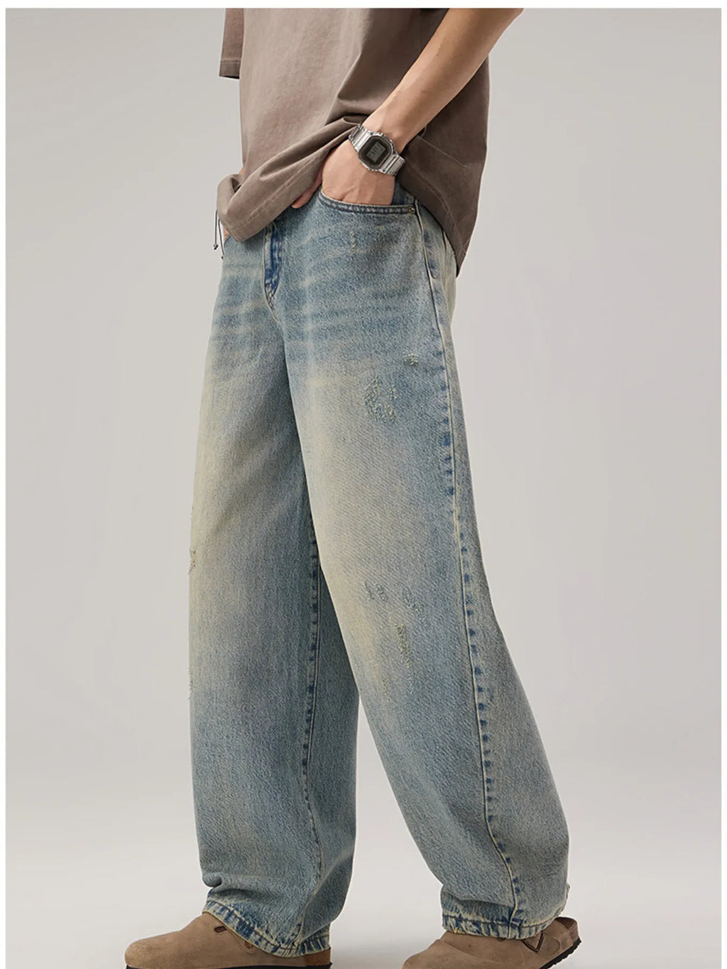Men's Vintage Wash Wide Leg Jeans