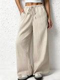 Casual Drawstring Wide Leg Pants