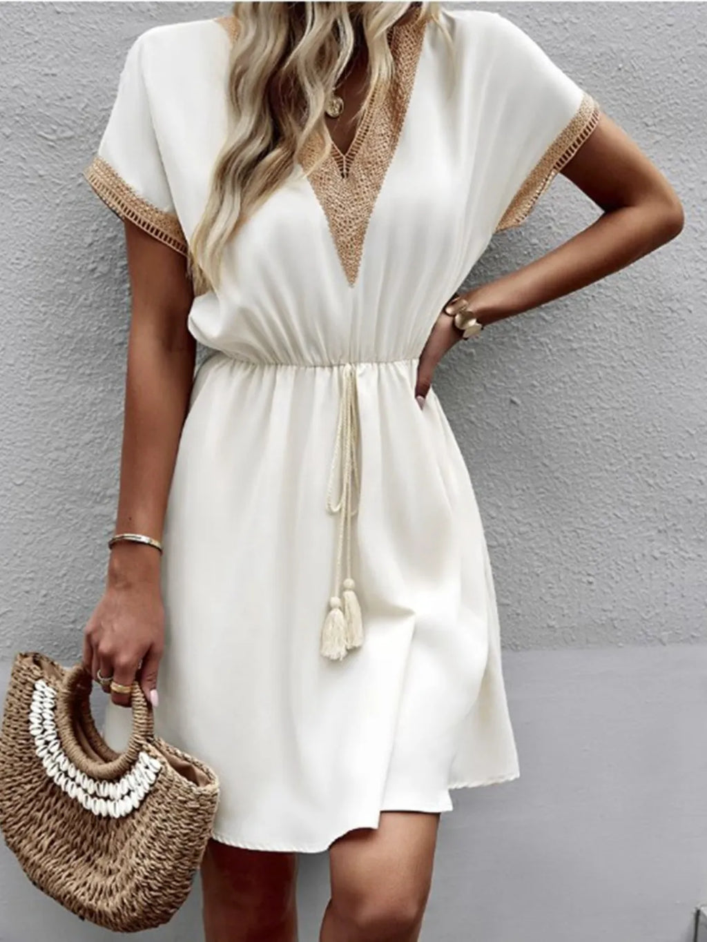 Full Size V-Neck Short Sleeve Dress Plus Size