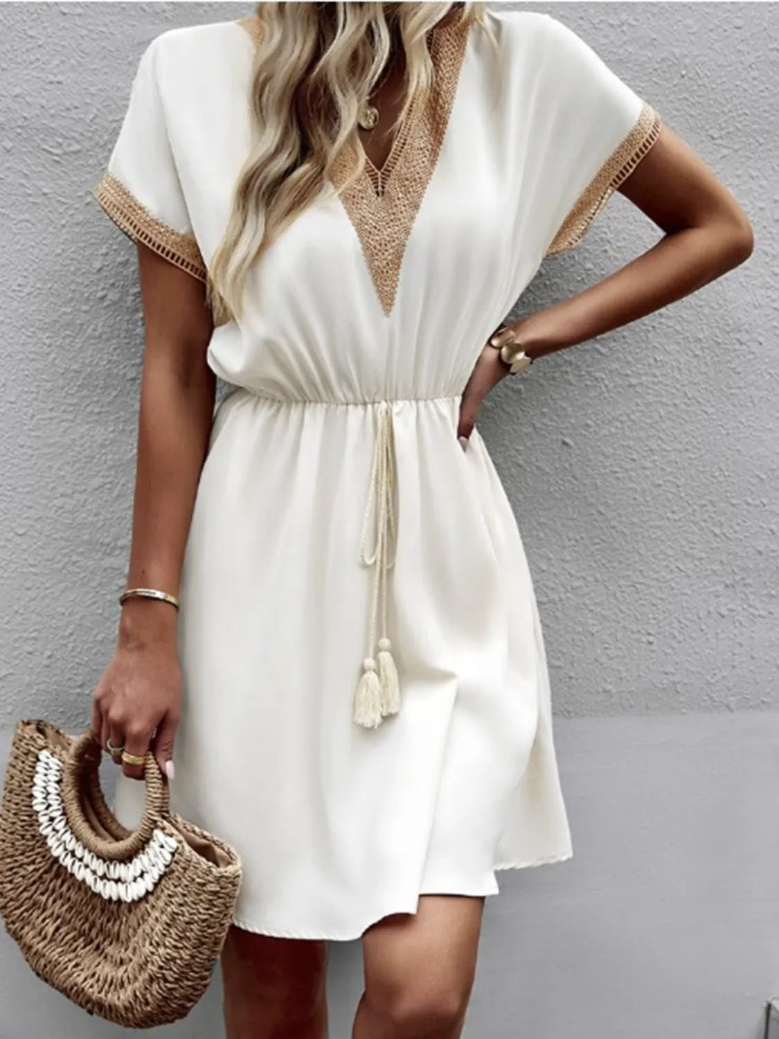 Full Size V-Neck Short Sleeve Dress Plus Size
