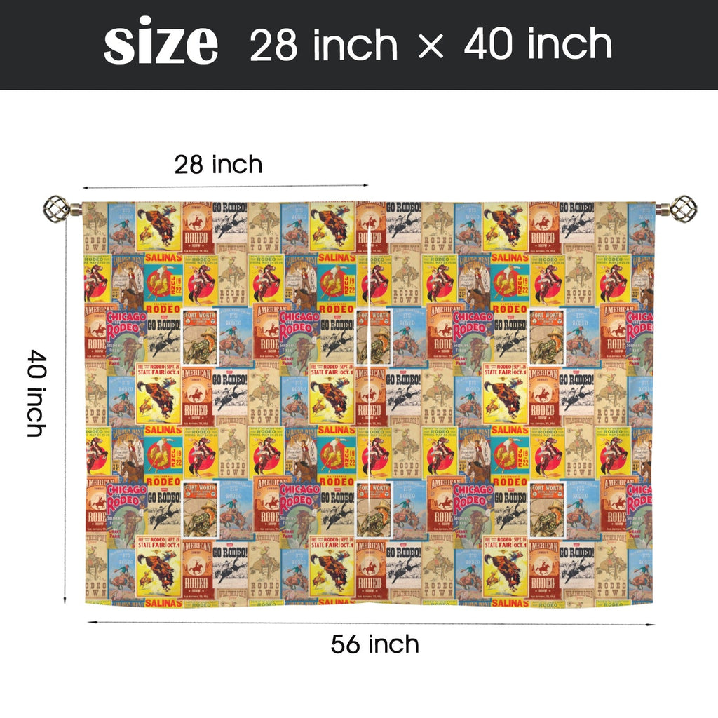Baha Ranch Vintage Rodeo Window Curtain 28"x40" (2-Piece) Made in America