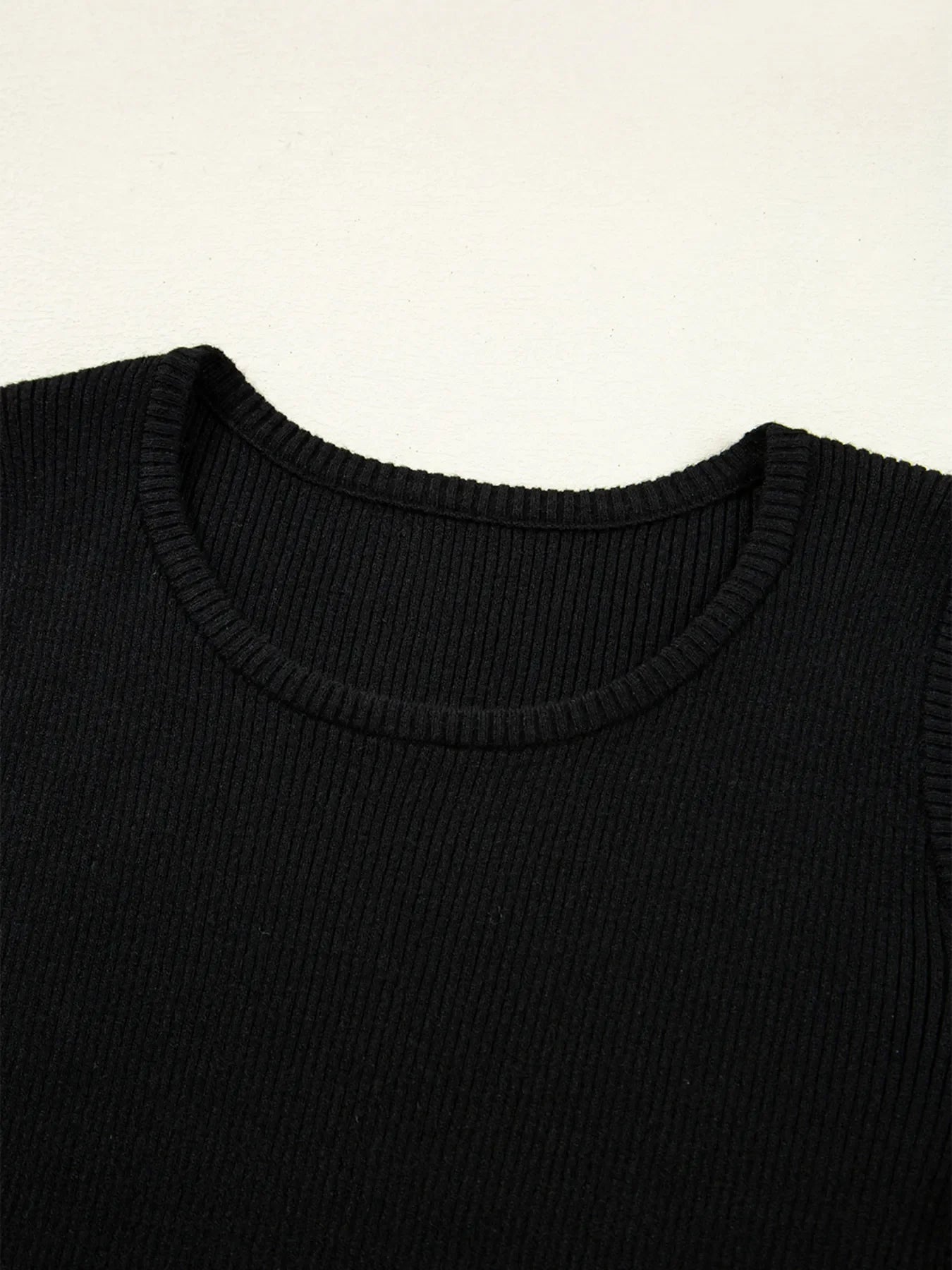 Ribbed Knit Cold Shoulder Sweater