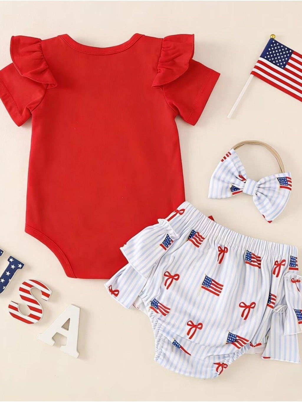 Children's Patriotic Print Three-Piece Set