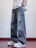 Men's Full Size Wash Wide Leg Jeans Plus Size