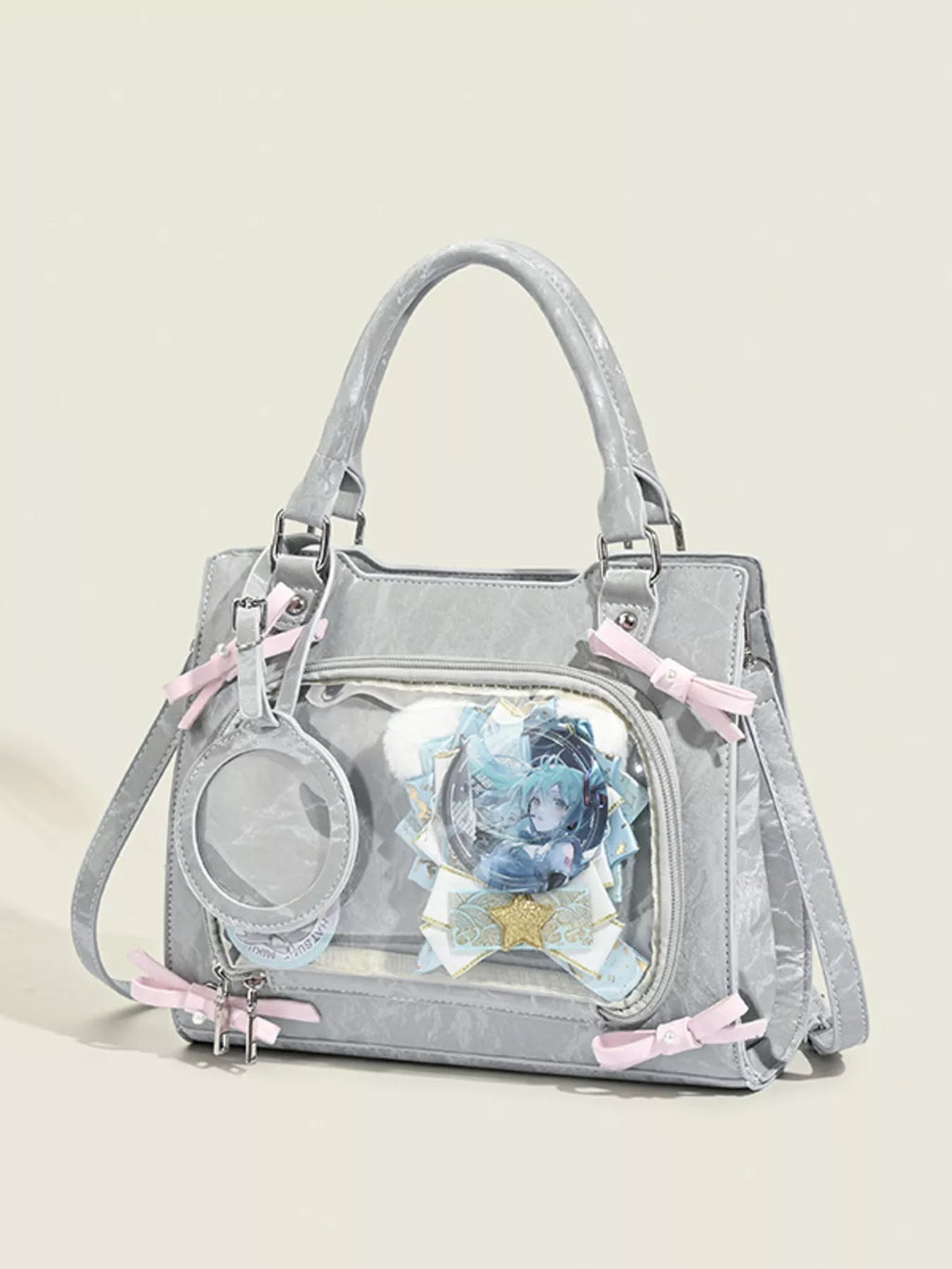 Clear Window Crossbody Bag with Bow Accents