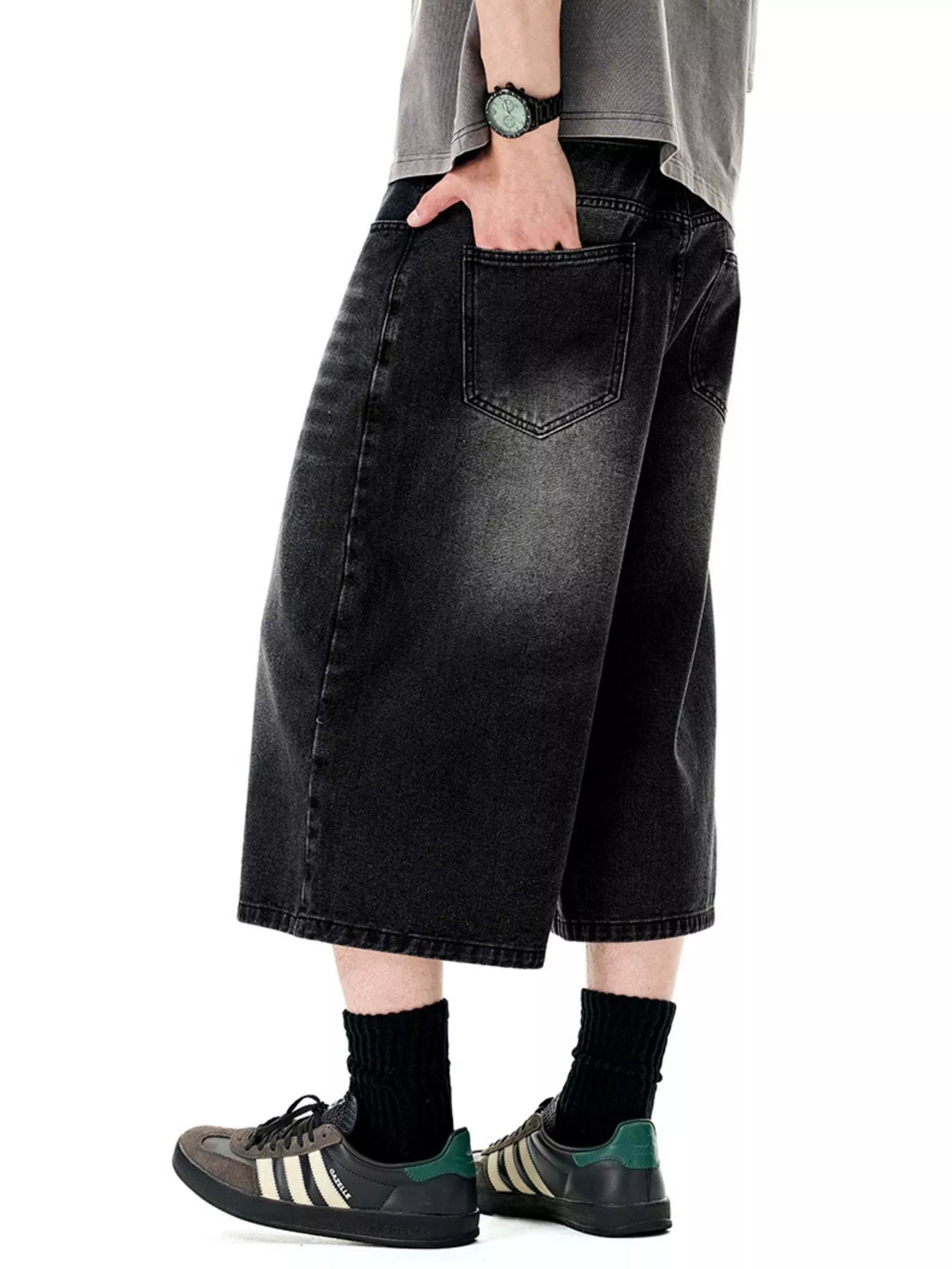 Men's Wide Leg Denim Shorts