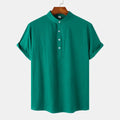 Men's Mandarin Collar Short Sleeve Henley Shirt