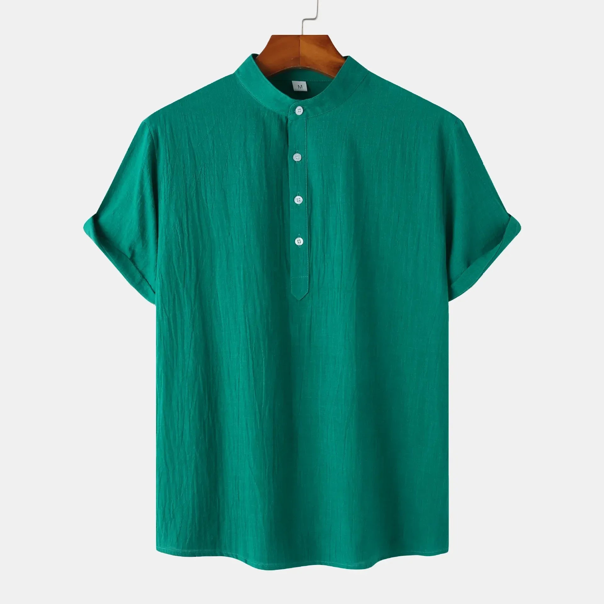 Men's Mandarin Collar Short Sleeve Henley Shirt
