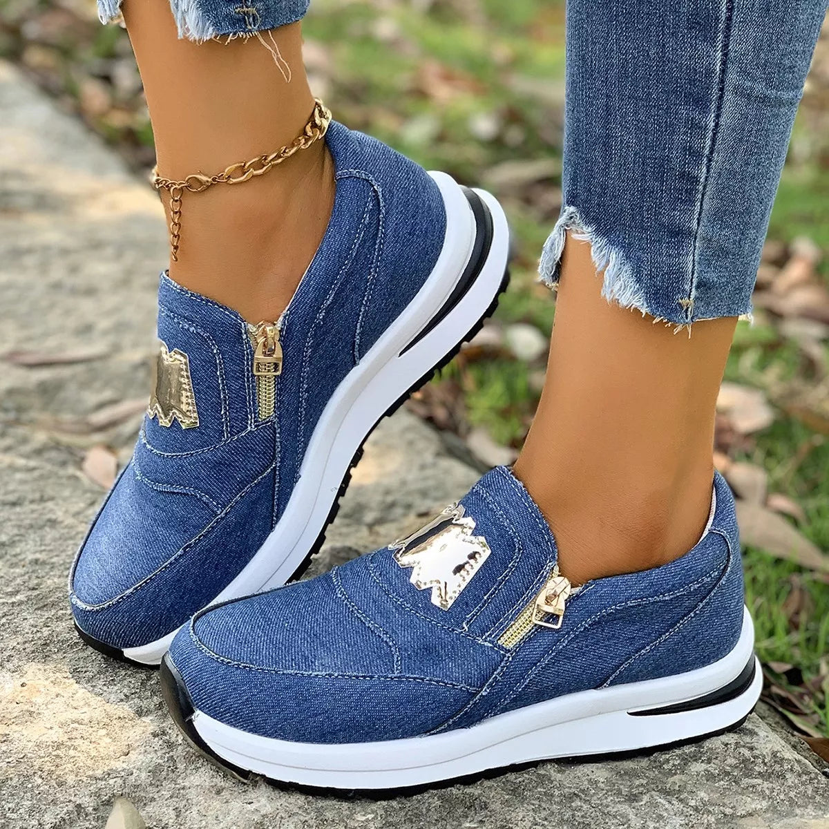 Round Toe Platform Slip-Ons